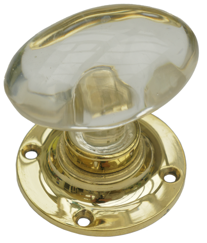 Glass Oval Turning Handle Brass Base