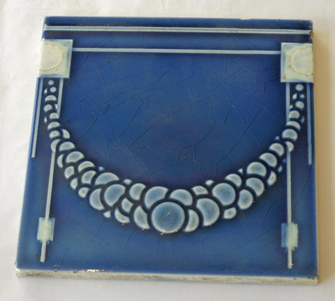 1920's Blue Belgian Art Nouveau Tile by Helman / NSTG