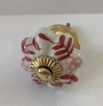 Pink and white hand painted porcelain knob