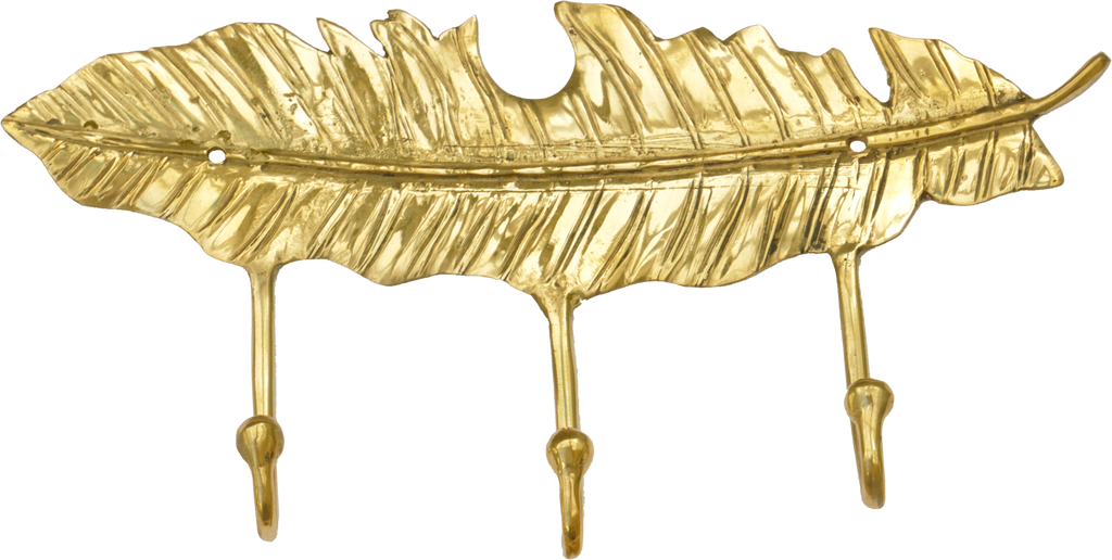 Leaf Triple Hook Brass