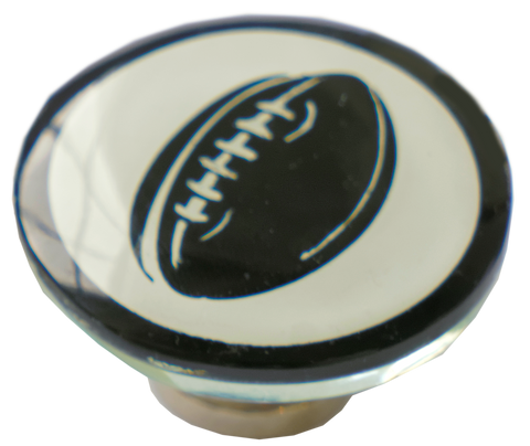 B&W Glass Rugby Themed Cabinet Knobs
