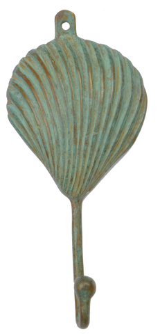 Scallop Shell Hook Verdigris