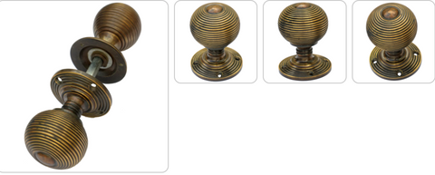 Beehive Turning Handle set Extra Large in Antique Brass