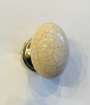 Oval Cream Crackled Porcelain Pull