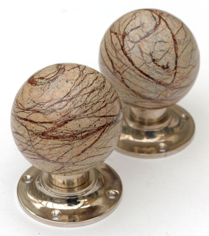 Marble Turning Door Handle with Nickel Base