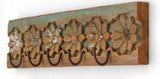 Antique Carved Flower Wood Hook Panel