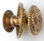 Early 1950's Ornate Brass Turning Handles with Backplate Cover