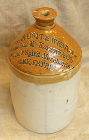 One Gallon Stoneware Wine Flagon, circa 1880.