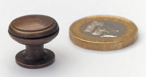 Miniature Cabinet Knobs in Antique Brass