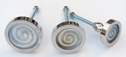 Inlaid white pearlescent Swirl Round Cabinet Knob (3 sizes)