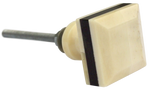 Square Horn & Porcelain Bone Cabinet Knob Small