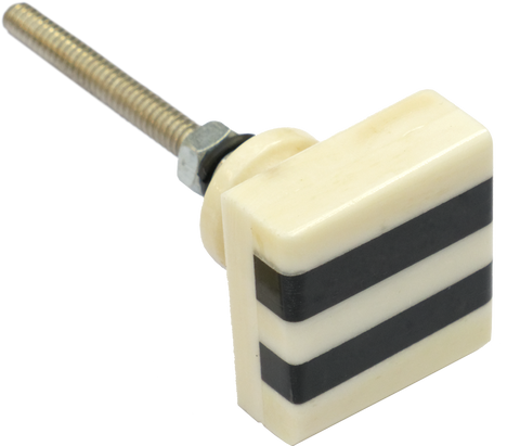 Square Striped Bone & Horn Cabinet Knob Small