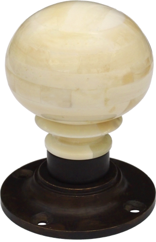 Porcelain Bone Round Turning Handle Antique Brass Base