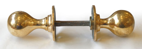 Antique Copper Brass Round Rim-Lock Turning Handle Set