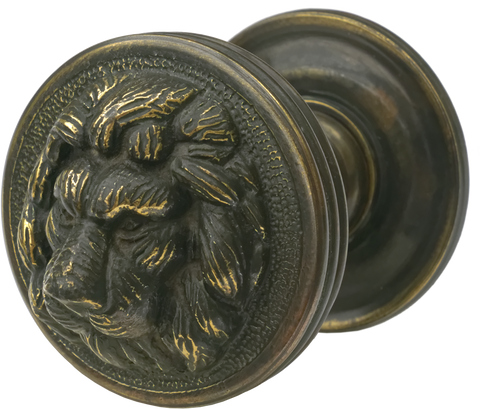 Lion Central Pull Antique Brass