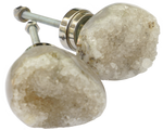 Large Pale Grey Quartz Druzy Cabinet Knob