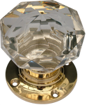 Traditional Cut Crystal Turning Handle Brass Base