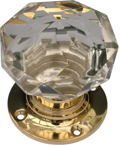 Traditional Cut Crystal Turning Handle Brass Base