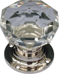 Traditional Cut Crystal Turning Handle Nickel Base