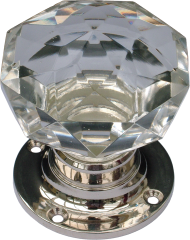 Traditional Cut Crystal Turning Handle Nickel Base