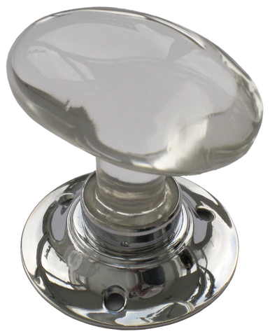 Oval Glass Turning Handle Nickel Base