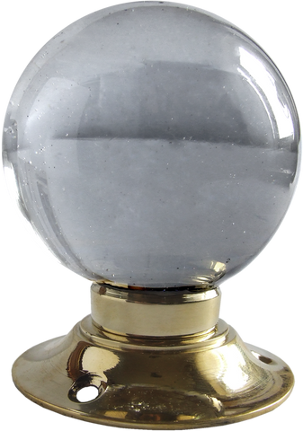 Large Crystal Globe Turning Handle Brass Base