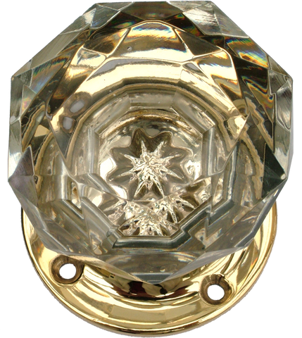 Crystal Star Turning Handle with Brass Base