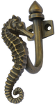 Seahorse Hook in Antique Brass