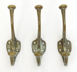 1890's Large Cast Brass Hook with Faded Paint, Set of Three