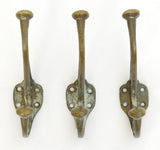 1890's Large Cast Brass Hook with Faded Paint, Set of Three