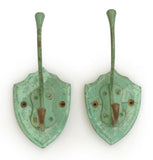 1930's Hooks on Original Wood Backing (Pair)