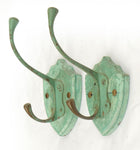 1930's Hooks on Original Wood Backing (Pair)