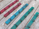 Distressed Hook Rack Green, Blue and Red