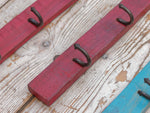 Distressed Hook Rack Green, Blue and Red