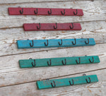 Distressed Hook Rack Green, Blue and Red
