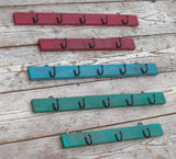 Distressed Hook Rack Green, Blue and Red