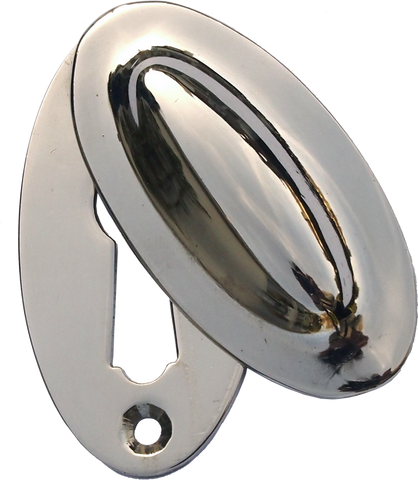 Nickel Oval Domed Key Escutcheon