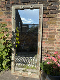 Narrow Iron Studded Mirror Frame with Green Paint