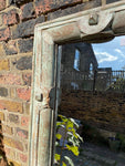 Narrow Iron Studded Mirror Frame with Green Paint