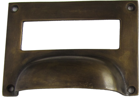 Drawer Label Crescent Pull in Brass