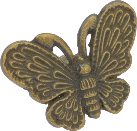 Detailed Butterfly Cabinet Pull in Antique Brass