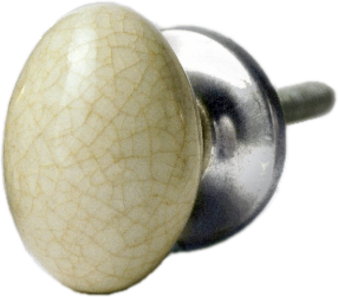 Oval Cream Crackled Porcelain Pull