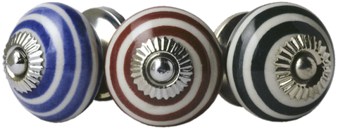 Small Black Porcelain Coloured Swirl Pull
