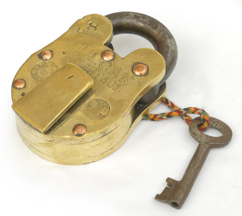Vulcan Bright & Co. Brass 8 Lever Padlock with Copper Rivets