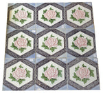 Art Nouveau Majolica Rose Tile Set