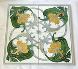 Art Nouveau Majolica Japanese Made Tile Set