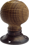 Beehive Wood Turning Handle Antique Brass Base