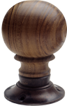 Round Wood Turning Handle Antique Brass Base