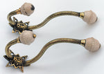 Pair of Antique French Porcelain Tipped Hooks with Detailed Porcelain Collar circa 1890