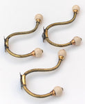 Set of 3 Antique French Porcelain Tipped Hooks circa 1890